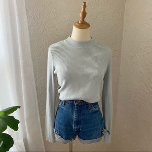 Vintage Sag Harbor Baby Blue Ribbed Turtleneck Sweater